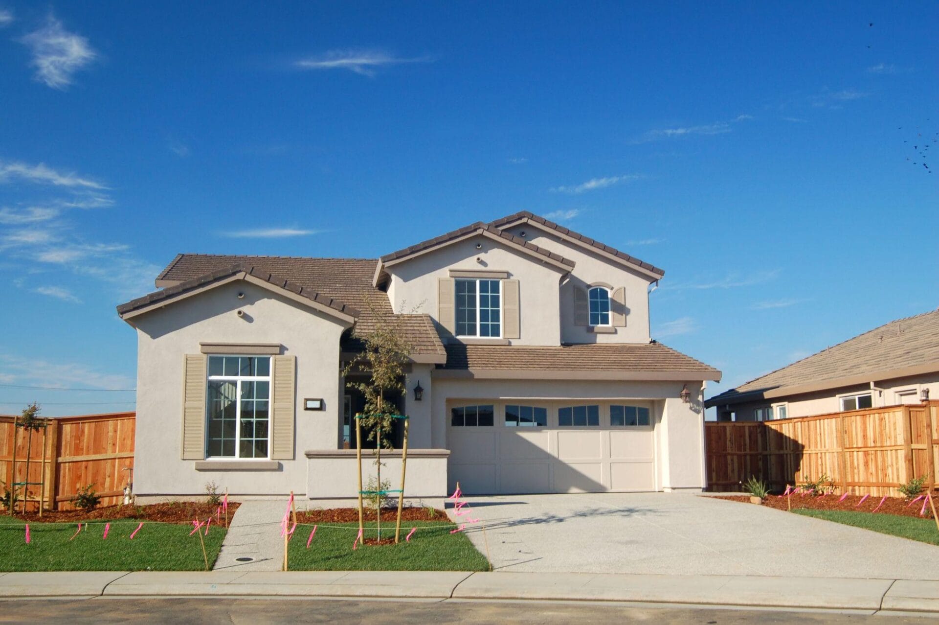 a single-family home with new landscaping
