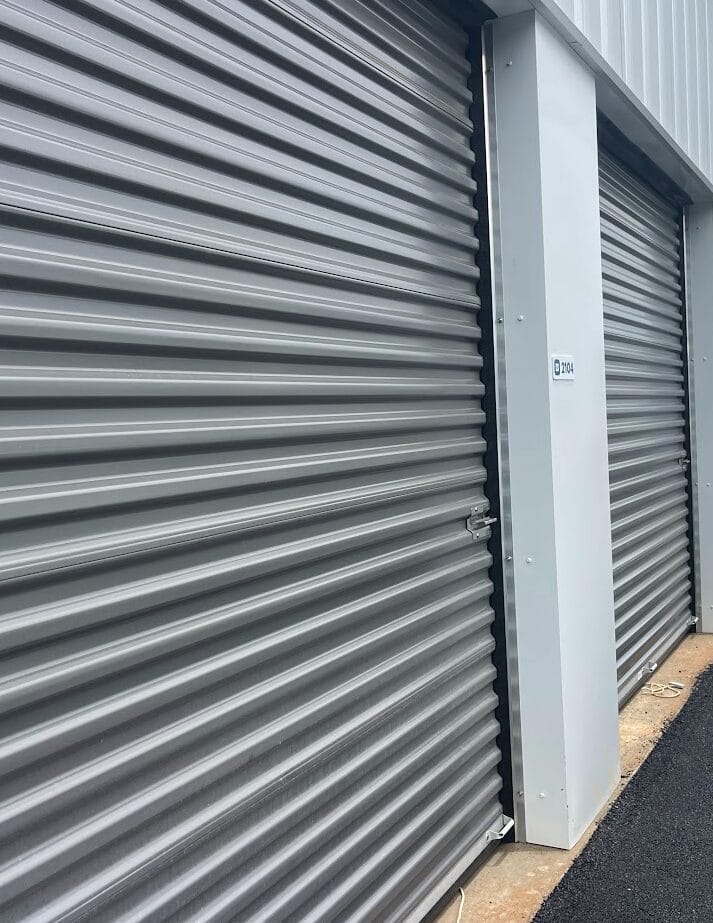 Lease-Up Underway Exterior photo of Huntsville Self-Storage, a completed five-building self-storage facility.