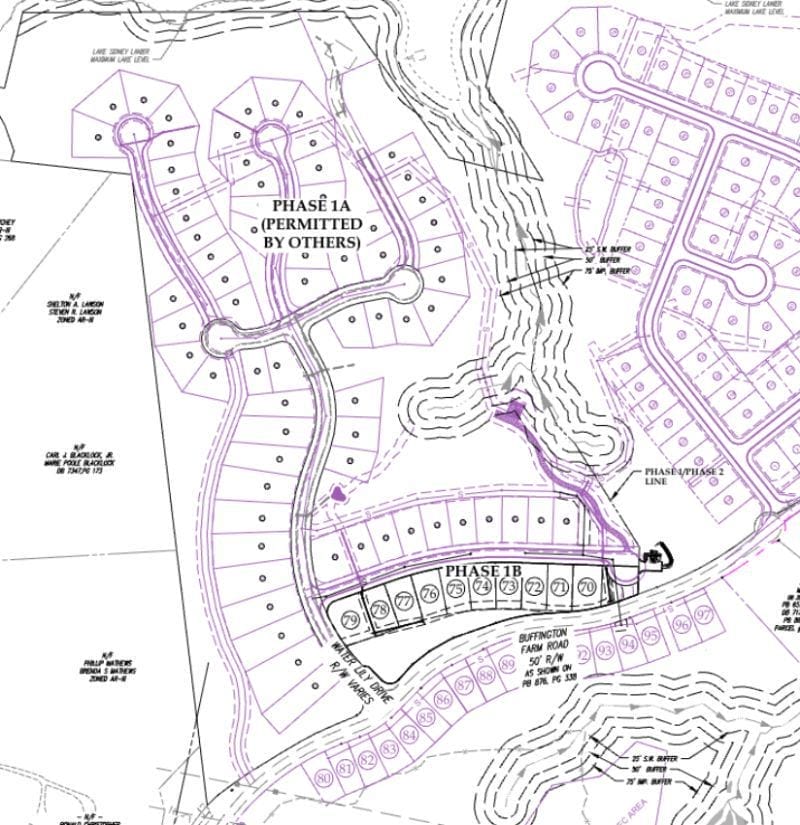 Site plan for Haselton Phase 1 lot delivery project showing individual lots, roads, and layout.