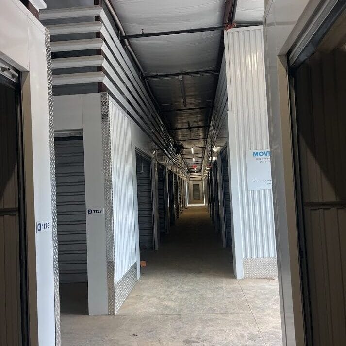 Interior photo of Huntsville Self-Storage, a completed five-building self-storage facility.