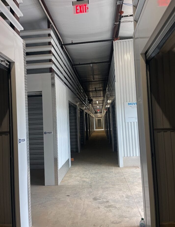 Interior photo of Huntsville Self-Storage, a completed five-building self-storage facility.