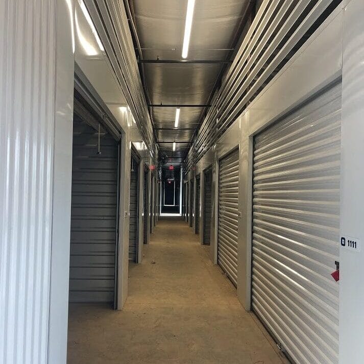 Interior photo of Huntsville Self-Storage, a completed five-building self-storage facility.