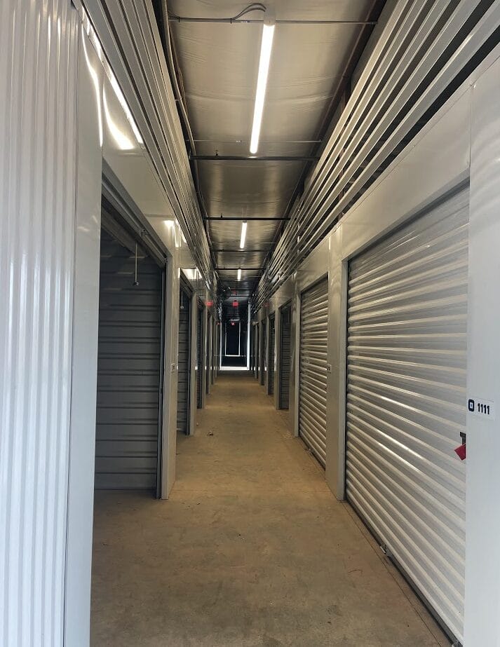 Interior photo of Huntsville Self-Storage, a completed five-building self-storage facility.