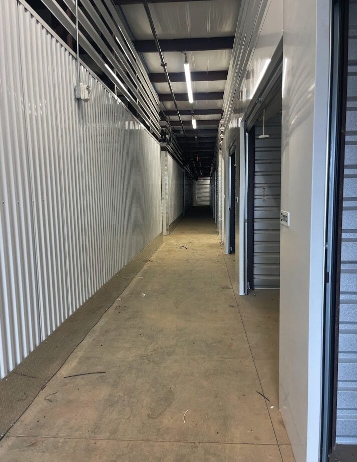 Interior photo of Huntsville Self-Storage, a completed five-building self-storage facility.