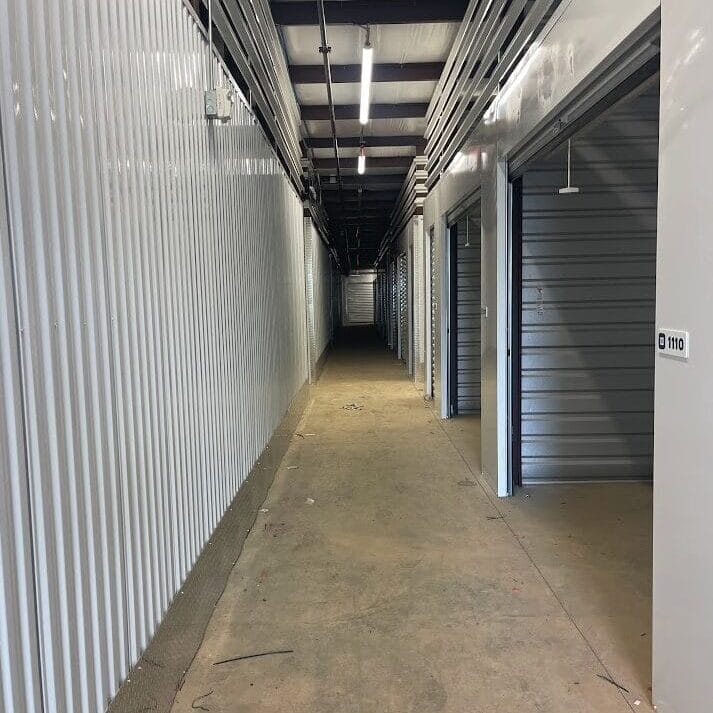 Interior photo of Huntsville Self-Storage, a completed five-building self-storage facility.