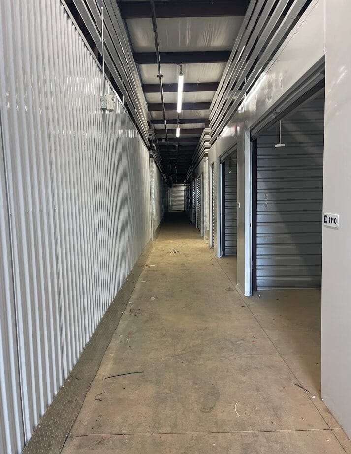 Interior photo of Huntsville Self-Storage, a completed five-building self-storage facility.
