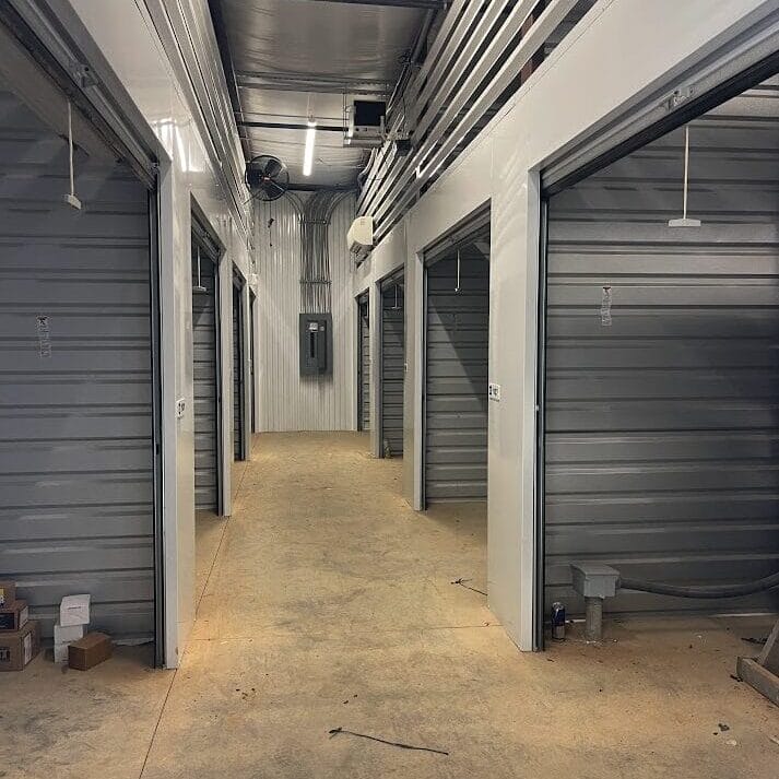 Interior photo of Huntsville Self-Storage, a completed five-building self-storage facility.
