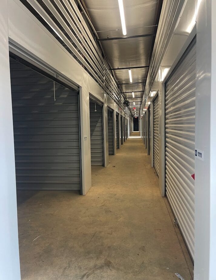 Interior photo of Huntsville Self-Storage, a completed five-building self-storage facility.