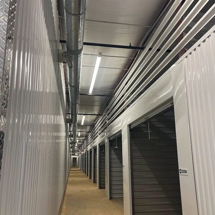 Interior photo of Huntsville Self-Storage, a completed five-building self-storage facility.