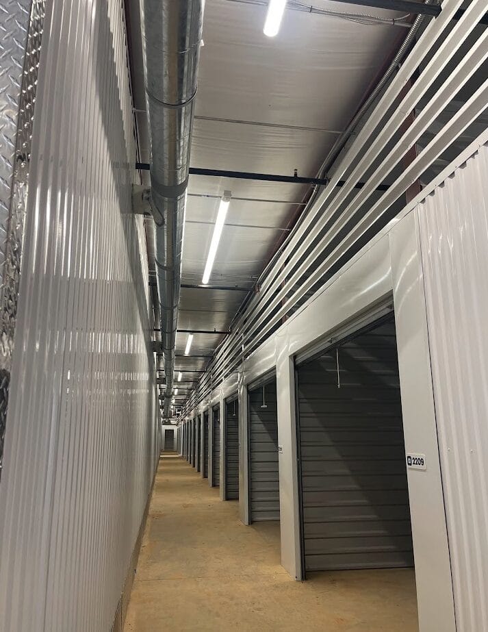 Interior photo of Huntsville Self-Storage, a completed five-building self-storage facility.