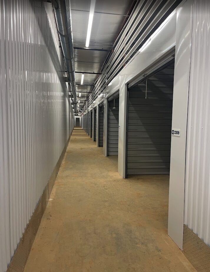 Interior photo of Huntsville Self-Storage, a completed five-building self-storage facility.
