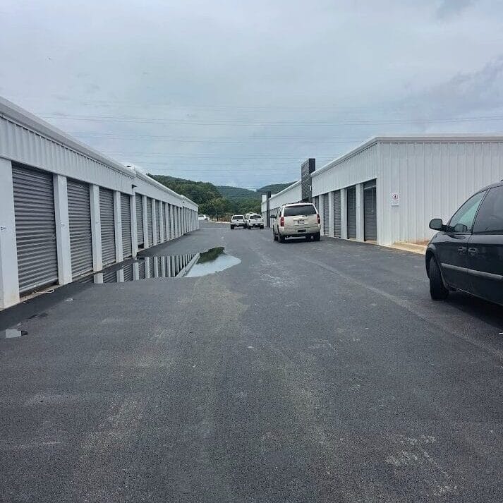 Exterior photo of Huntsville Self-Storage, a completed five-building self-storage facility.